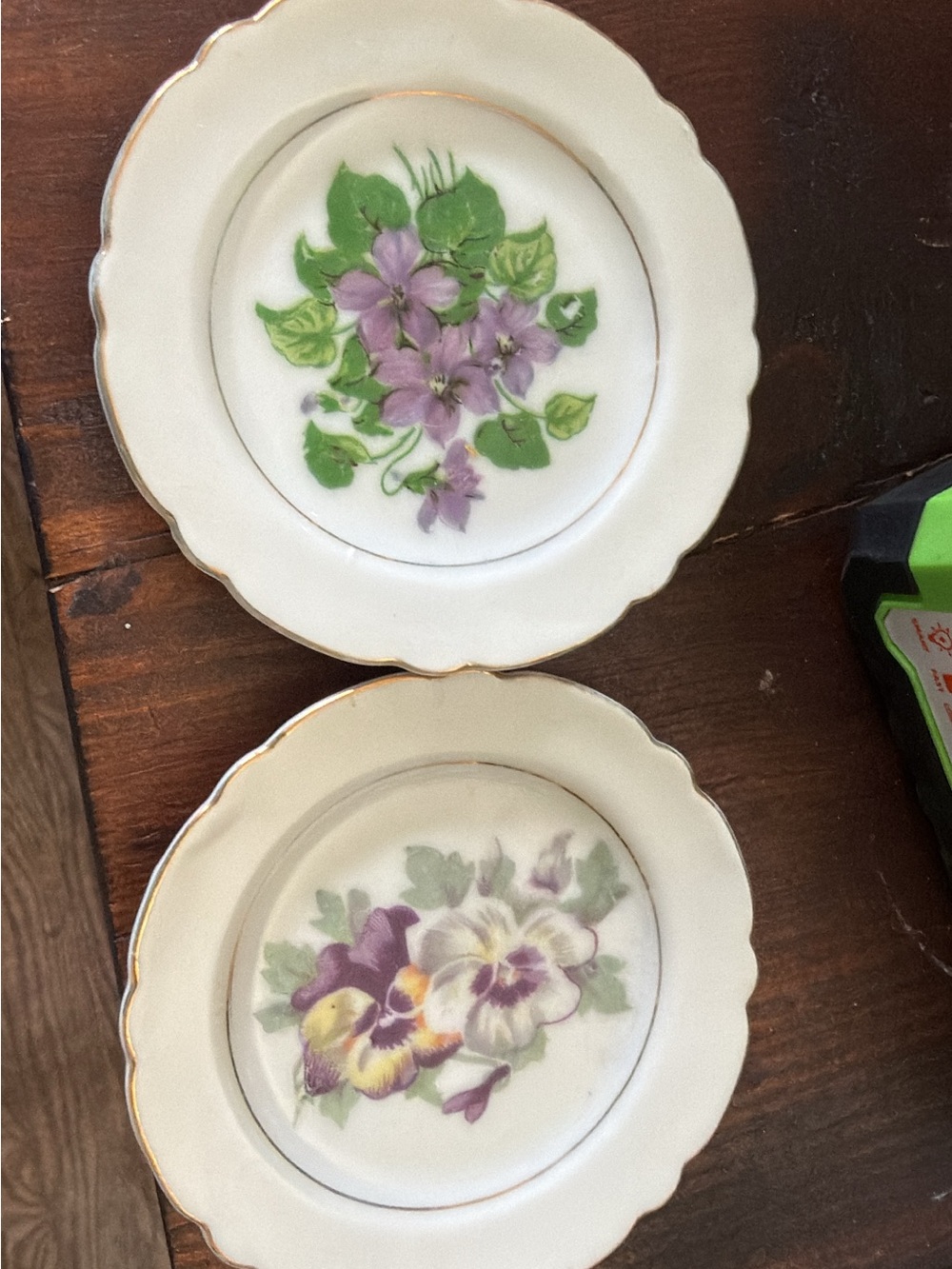 Porcelain Decorative butter pats Set with Purple Floral Motif